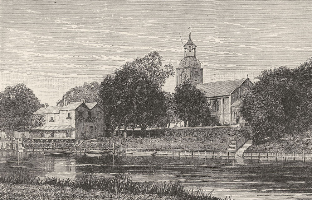 SURREY. Sunbury church 1901 old antique vintage print picture